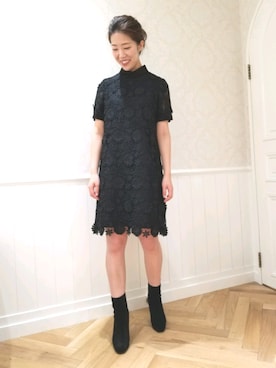 「袖ありワンピ」｜AKINOさん（レディース・162cm）の秋コーディネート