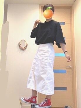 「アイテム（デニムスカート、ホワイト系）」を使った、だいがくせい🍊 さん（レディース・157cm）の夏コーディネート