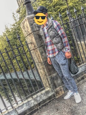 「Abercrombie&Fitch（アバークロンビーアンドフィッチ）のアイテム（ダウンベスト）」を使った、尊流さん（メンズ・176cm）の春コーディネート