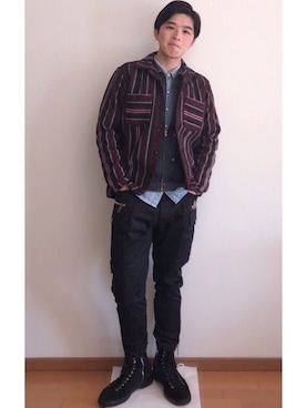 「DSQUARED2（ディースクエアード）のアイテム（その他パンツ）」を使った、Sebastian yangさん（メンズ・172cm）の冬コーディネート