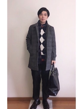 「SAINT LAURENT PARIS（サンローランパリ）のアイテム（トートバッグ）」を使った、Sebastian yangさん（メンズ・172cm）の春コーディネート