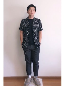 「uniform experiment」｜「アイテム（スラックス）」を使った、Sebastian yangさん（メンズ・172cm）の夏コーディネート