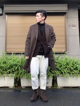 「STUDIOUS（ステュディオス）のアイテム（その他トップス）」を使った、Sebastian yangさん（メンズ・172cm）の冬コーディネート