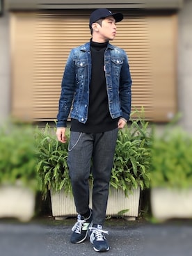 「DSQUARED2（ディースクエアード）のアイテム（デニムジャケット）」を使った、Sebastian yangさん（メンズ・172cm）の春コーディネート