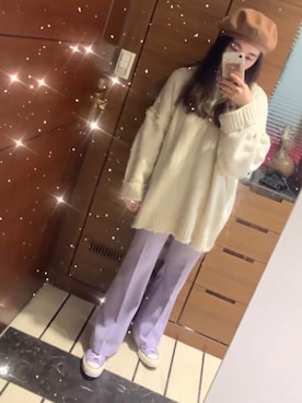 「ジーユーコーデ」｜「アイテム（ハンチング/ベレー帽）」を使った、みずきさん（レディース・160cm）の冬コーディネート