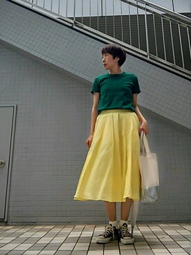 「Uniqlo UT」｜ヒロ🍀チャさん（レディース・158cm）の夏コーディネート
