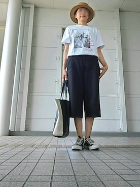 「CONVERSE（コンバース）の【converse】レザーオールスターOX（スニーカー）」を使った、ヒロ🍀チャさん（レディース・158cm）の夏コーディネート