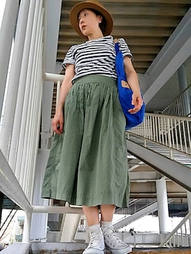 「コンバースハイカット」｜「アイテム（その他）」を使った、ヒロ🍀チャさん（レディース・158cm）の夏コーディネート