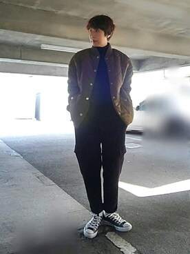 「H&M（エイチ・アンド・エム）のアイテム（ブルゾン）」を使った、ヒロ🍀チャさん（レディース・158cm）の冬コーディネート