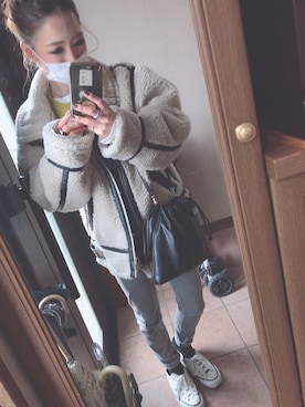 「Ungrid（アングリッド）のアイテム（ムートンコート）」を使った、e.urachanさん（レディース・153cm）の冬コーディネート