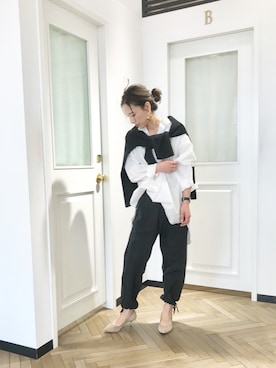 「TICCA（ティッカ）のアイテム（カーゴパンツ）」を使った、tomocoさん（レディース・158cm）の冬コーディネート