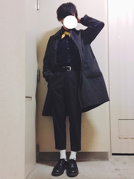 「バンダナ」｜「アイテム（ステンカラーコート）」を使った、reposukeさん（メンズ・173cm）の春コーディネート