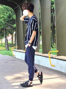 「COMME CA ISM（コムサイズム）のアイテム」を使った、reposukeさん（メンズ・173cm）の夏コーディネート