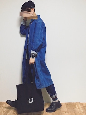 「靴下屋（クツシタヤ）のアイテム」を使った、reposukeさん（メンズ・173cm）の冬コーディネート