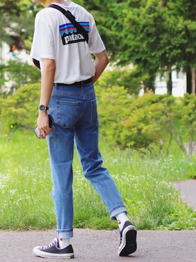 「THE NORTH FACE（ザノースフェイス）のGLAM HIP BAG（ボディバッグ/ウエストポーチ）」を使った、reposukeさん（メンズ・173cm）の夏コーディネート