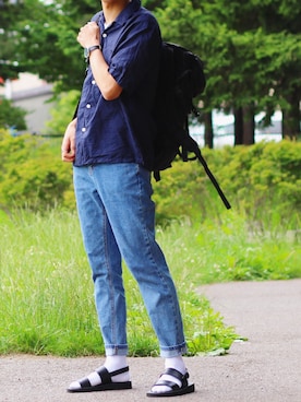 「COMME　CA COMMUNE（コムサコミューン）のアイテム」を使った、reposukeさん（メンズ・173cm）の夏コーディネート