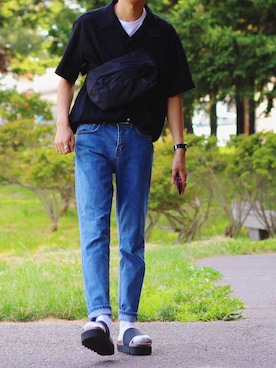 「THE NORTH FACE（ザノースフェイス）のGLAM HIP BAG（ボディバッグ/ウエストポーチ）」を使った、reposukeさん（メンズ・173cm）の夏コーディネート