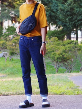 「THE NORTH FACE（ザノースフェイス）のGLAM HIP BAG（ボディバッグ/ウエストポーチ）」を使った、reposukeさん（メンズ・173cm）の夏コーディネート