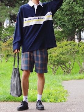 「ラガーシャツ」｜「アイテム（その他シューズ）」を使った、reposukeさん（メンズ・173cm）の秋コーディネート