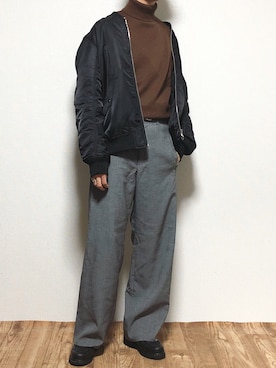 「Confirm（コンファーム）のアイテム（MA-1）」を使った、reposukeさん（メンズ・173cm）の冬コーディネート