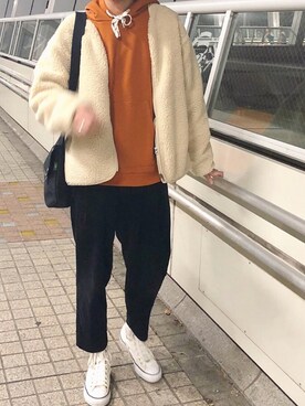 「MONKEY TIME（モンキータイム）のアイテム（パーカー）」を使った、reposukeさん（メンズ・173cm）の冬コーディネート