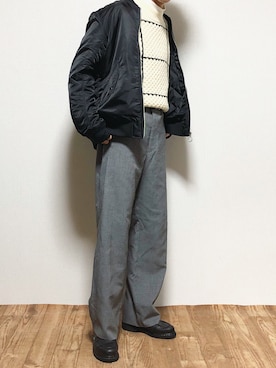 「Confirm（コンファーム）のアイテム（MA-1）」を使った、reposukeさん（メンズ・173cm）の冬コーディネート