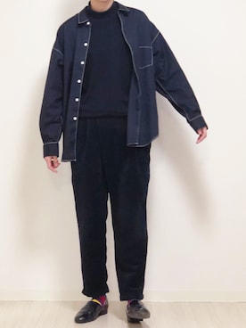 「TROVE（トローヴ）のアイテム（スラックス）」を使った、reposukeさん（メンズ・173cm）の春コーディネート