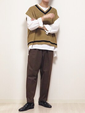 「Johnbull Private labo（ジョンブルプライベートラボ）のアイテム（パンツ）」を使った、reposukeさん（メンズ・173cm）の秋コーディネート