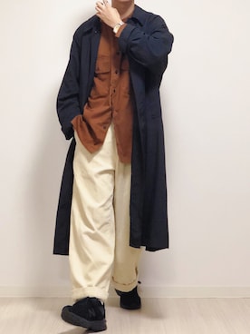 「Steven Alan（スティーブンアラン）のアイテム（ステンカラーコート）」を使った、reposukeさん（メンズ・173cm）の秋コーディネート