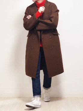 「CASPER JOHN（キャスパージョン）のアイテム（チェスターコート）」を使った、reposukeさん（メンズ・173cm）の秋コーディネート