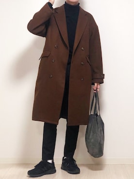 「CASPER JOHN（キャスパージョン）のアイテム（チェスターコート）」を使った、reposukeさん（メンズ・173cm）の秋コーディネート