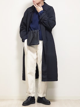 「Steven Alan（スティーブンアラン）のアイテム（ステンカラーコート）」を使った、reposukeさん（メンズ・173cm）の冬コーディネート