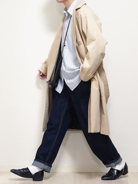 「YARD PLUS（ヤードプリュス）のアイテム（トレンチコート）」を使った、reposukeさん（メンズ・173cm）の春コーディネート