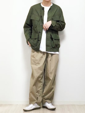 「ノーカラーシャツ」｜「アイテム（ブルゾン）」を使った、reposukeさん（メンズ・173cm）の春コーディネート