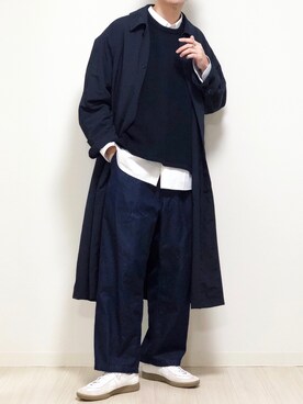 「Steven Alan（スティーブンアラン）のアイテム（ステンカラーコート）」を使った、reposukeさん（メンズ・173cm）の春コーディネート