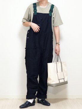 「Johnbull Private labo（ジョンブルプライベートラボ）のアイテム（サロペット/オーバーオール）」を使った、reposukeさん（メンズ・173cm）の夏コーディネート
