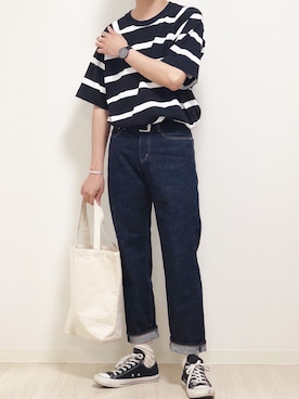 「A.P.C.（アーペーセー）のプチニュースタンダードジーンズ（デニムパンツ）」を使った、reposukeさん（メンズ・173cm）の夏コーディネート