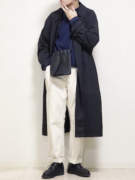 「Steven Alan（スティーブンアラン）のアイテム（ステンカラーコート）」を使った、reposukeさん（メンズ・173cm）の秋コーディネート