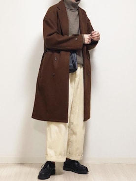 「CASPER JOHN（キャスパージョン）のアイテム（チェスターコート）」を使った、reposukeさん（メンズ・173cm）の秋コーディネート