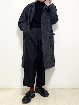 「CASPER JOHN（キャスパージョン）のアイテム（ステンカラーコート）」を使った、reposukeさん（メンズ・173cm）の冬コーディネート