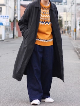「Steven Alan（スティーブンアラン）のアイテム（ステンカラーコート）」を使った、reposukeさん（メンズ・173cm）の冬コーディネート