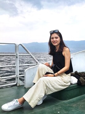 「URSUS BAPE（アーサスベイプ　）のアイテム」を使った、Yumi Chenさん（レディース・168cm）の秋コーディネート