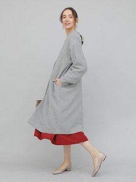 「レディース」｜「アイテム（ノーカラージャケット）」を使った、aimohaさん（レディース・166cm）の冬コーディネート