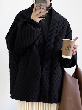 「aimoha（アイモハ）のアイテム（ノーカラージャケット）」を使った、aimohaさん（レディース・162cm）の冬コーディネート