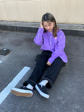 「X-girl（エックスガール）のWIDE TAPERED PANTS（その他パンツ）」を使った、萌さん（レディース・148cm）の冬コーディネート