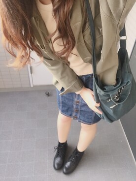 「Right-on（ライトオン）のアイテム（ミリタリージャケット）」を使った、Yさん（レディース・167cm）の春コーディネート