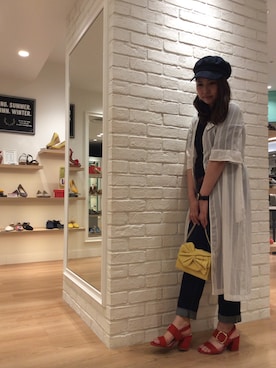 「帽子」｜「アイテム（クラッチバッグ）」を使った、ORientalTRaffic ルミネエスト新宿店さん（レディース・159cm）の春コーディネート