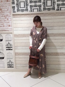 「ORiental TRaffic（オリエンタルトラフィック）のアイテム（ショルダーバッグ、ブラウン系）」を使った、ORientalTRaffic ルミネエスト新宿店さん（レディース・159cm）の春コーディネート