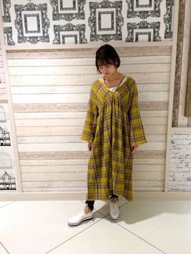 「KBF（ケイビーエフ）のアイテム（ワンピース、イエロー系）」を使った、ORientalTRaffic ルミネエスト新宿店さん（レディース・159cm）の春コーディネート