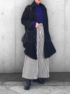 「ロングジャケット」｜「アイテム（デニムジャケット）」を使った、Miho Katsumaさん（レディース・157cm）の春コーディネート
